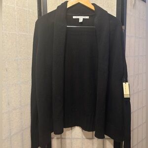 MAX STUDIO LUXURY YARNS NWT Yak Wool Blend Open Shawl Collar Cardigan Sweater